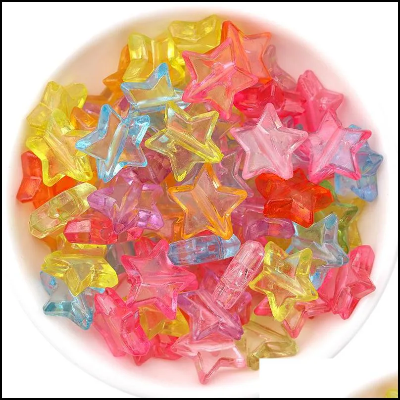 100pcs/lot diy star loose bead for jewelry bracelets necklace hair ring making accessories crafts acrylic kids handmade beads