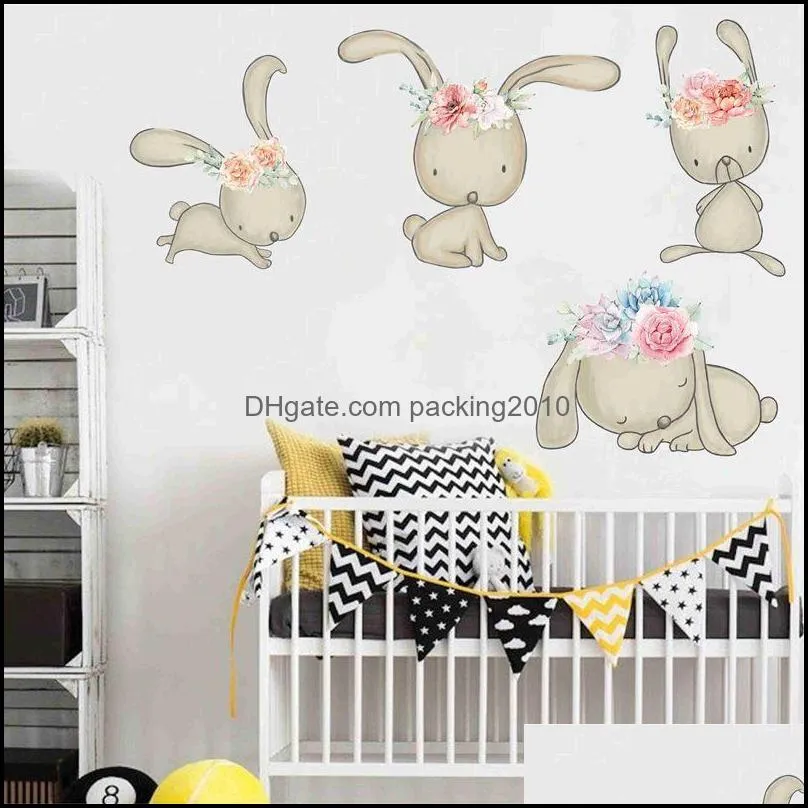 bunny wall stickers rabbits wall decals easter holiday wall stickers decor bedroom removable vinyl art mural decals for girls nursery