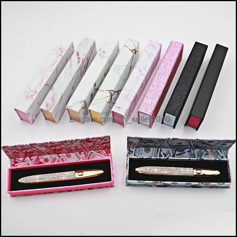 marble pattern adhesive eyeliner box diamond magic self adhesive liquid lash gule pen package case 10color