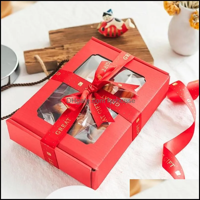 gift wrap stobag 5pcs red 22x15x5cm protable box wedding birthday party handmade candy cake packing decoration