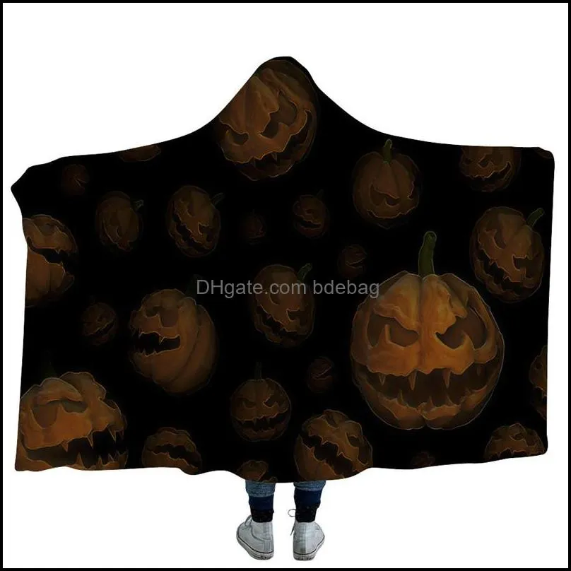 kids halloween hooded blankets pumpkin throw blanket with hood soft warm pumpkin sherpa fleece snuggle wrap blanket for kids