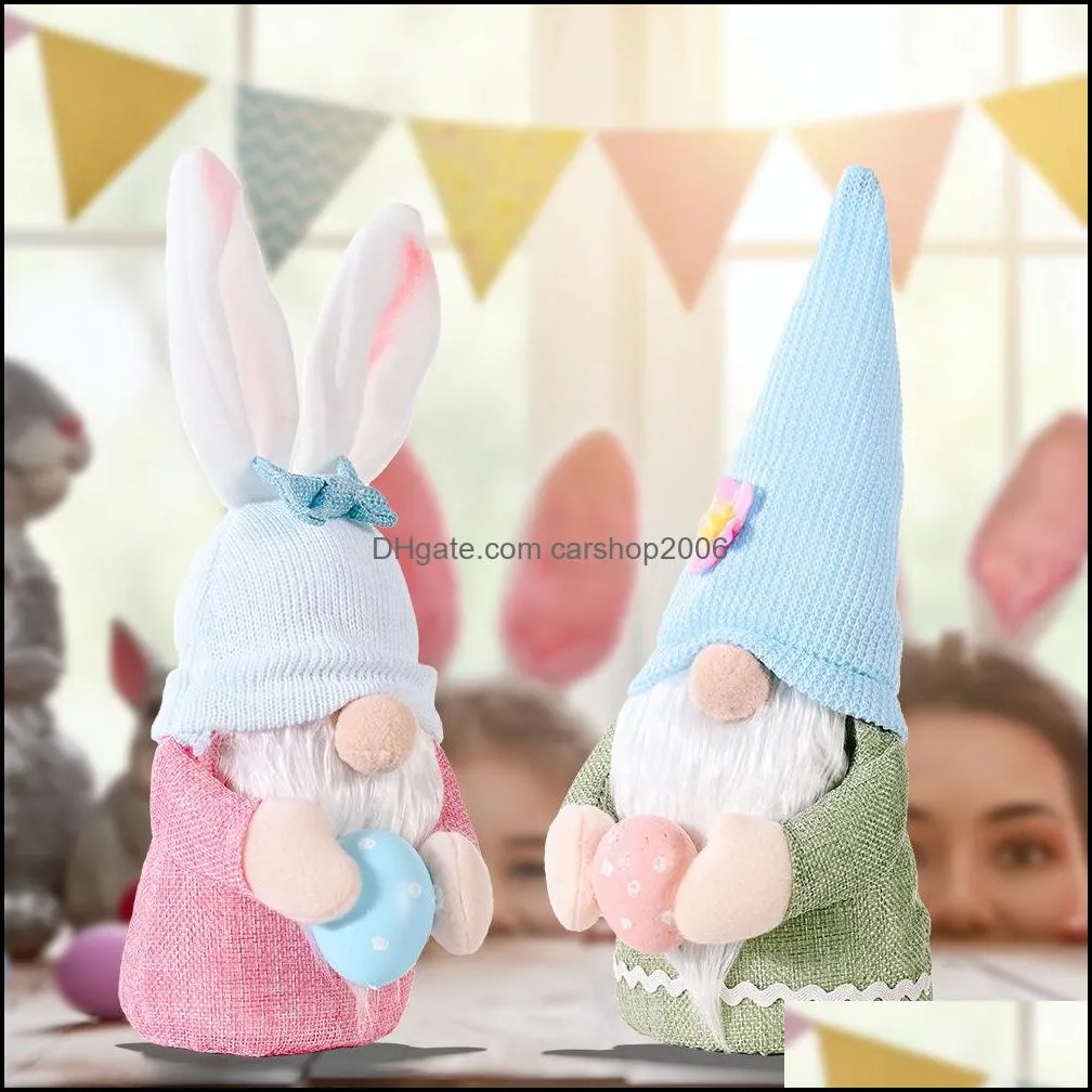 easter bunny gnome decoration dwarf rabbit faceless doll christmas decor plush home party decorations kids toys standing post