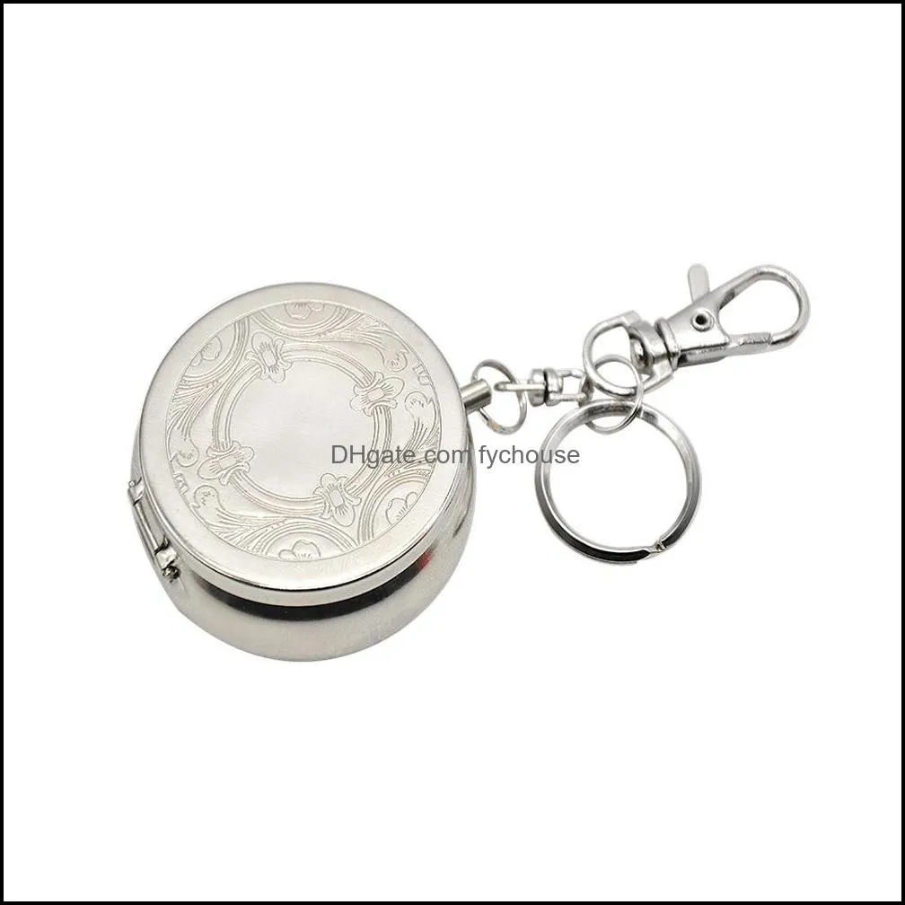 wholesale smart stainless steel portable pocket circular ashtray key chain with cigarette snuffer keychain smoking accessoires