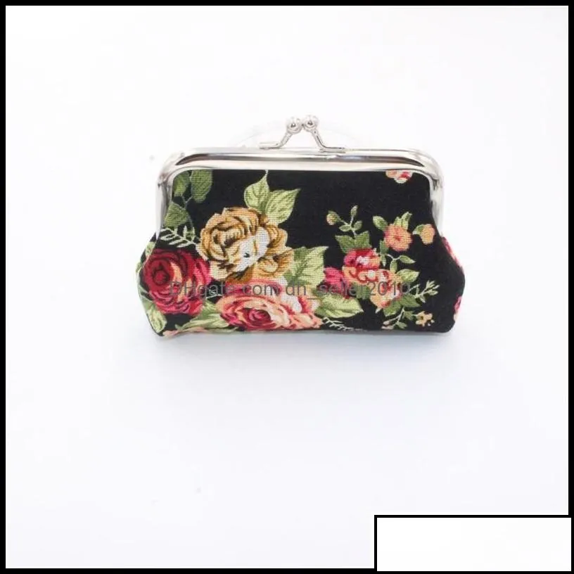 other jewelry tools bright color vintage floral coin purse for women print flower snap closure small wallet summer accessories305 t2