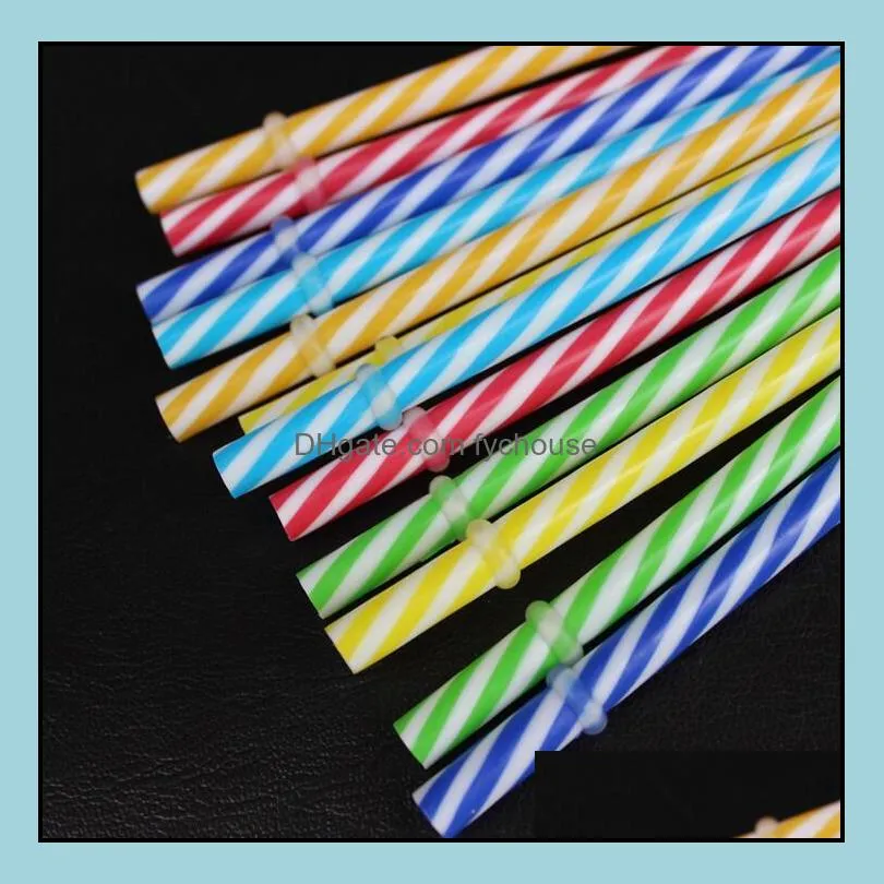 wholesale100pcs reusable biodegradable distored color beverage hard plastic stripe drinking straws