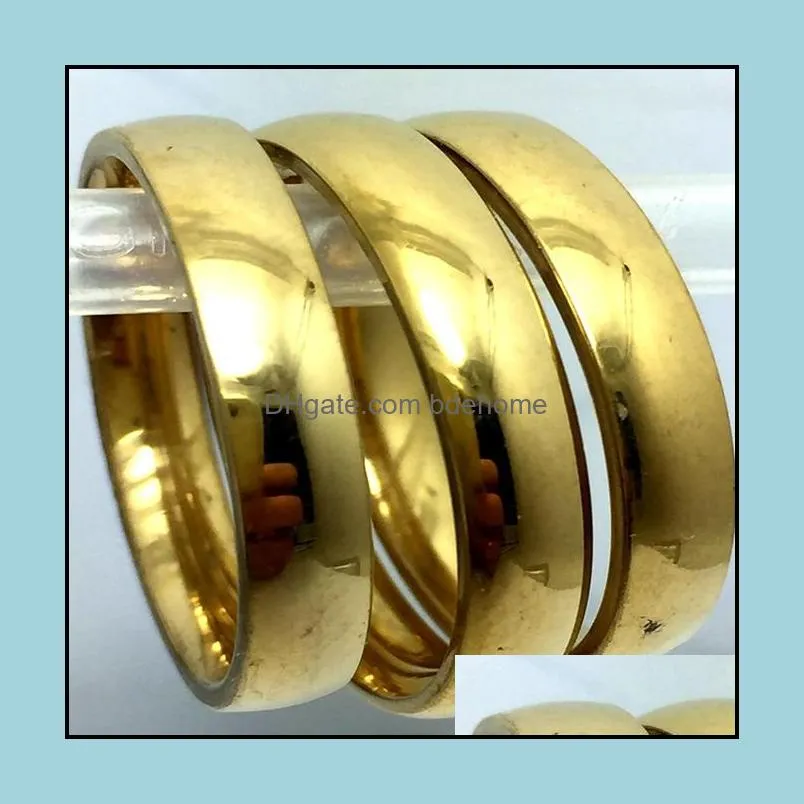 wholesale 50pcs 4mm simple band gold 316l wedding stainless steel rings jewelry finger ring comfortable fit