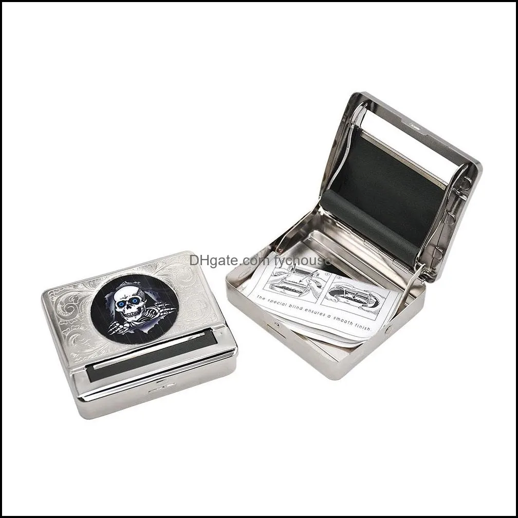 multipattern silver metal automatic rolling machine box case cigarette tobacco roller for 70mm papers cigarette rolling cone paper