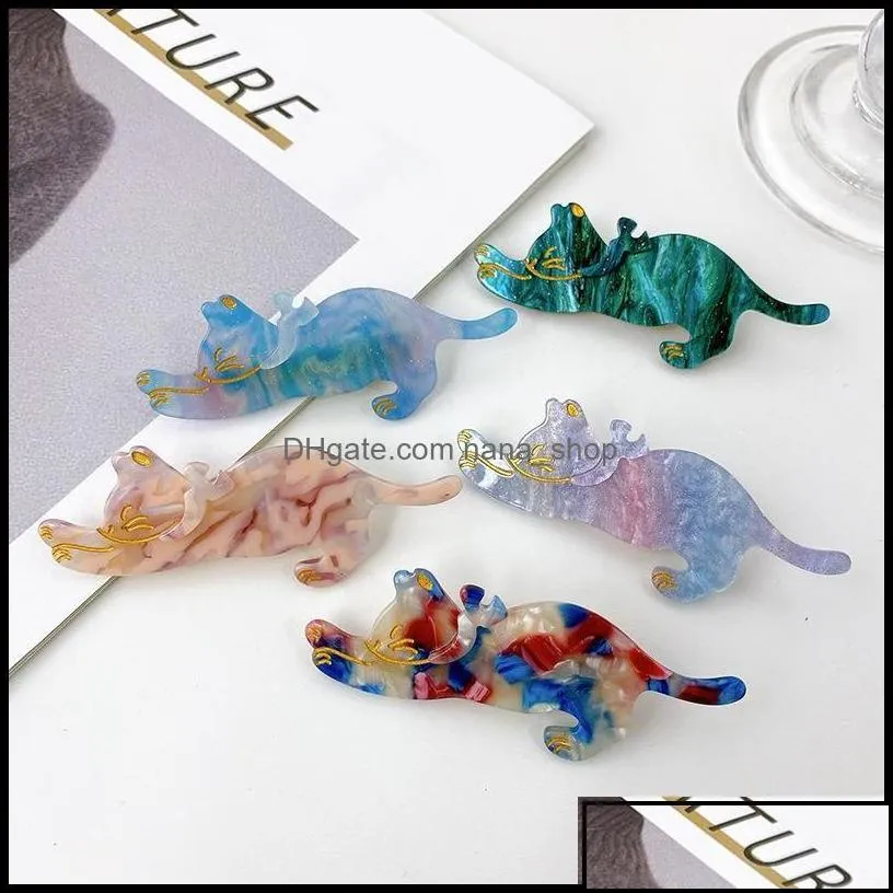 hair clips barrettes jewelry length 8 cm korea cartoon cat shaped bang women mti color acetic acid animal h dhg1e