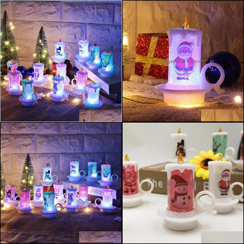 christmas led night lights santa snowman candle portable flameless merry christmas home office desktop candle decoration