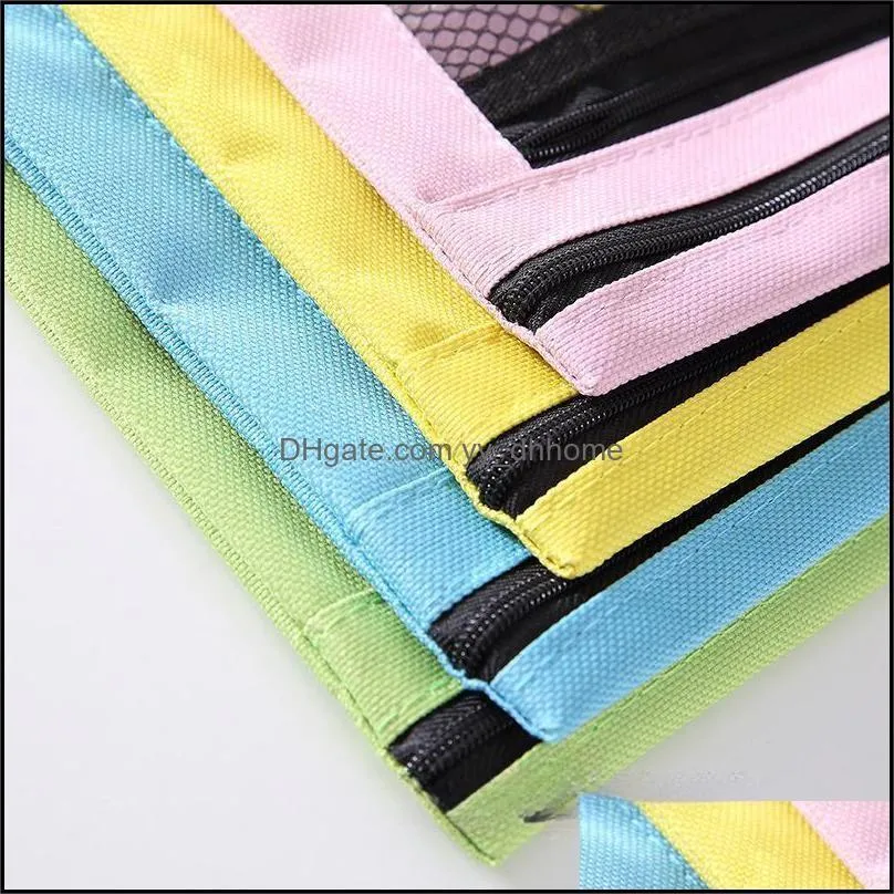 binder pencil pouch with double zipper mesh window document bag perfect for office supplies travel storage bags