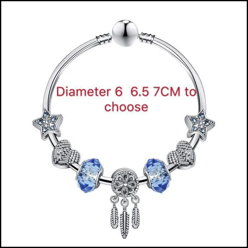 charms fit for bracelets blue star beads dream catcher dangle pendant bangle love bead diy wedding jewelry accessories3524