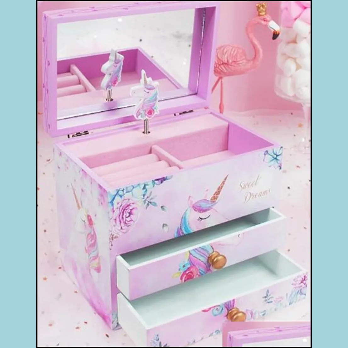 Children jewelry box Korean princess small ear stud storage box