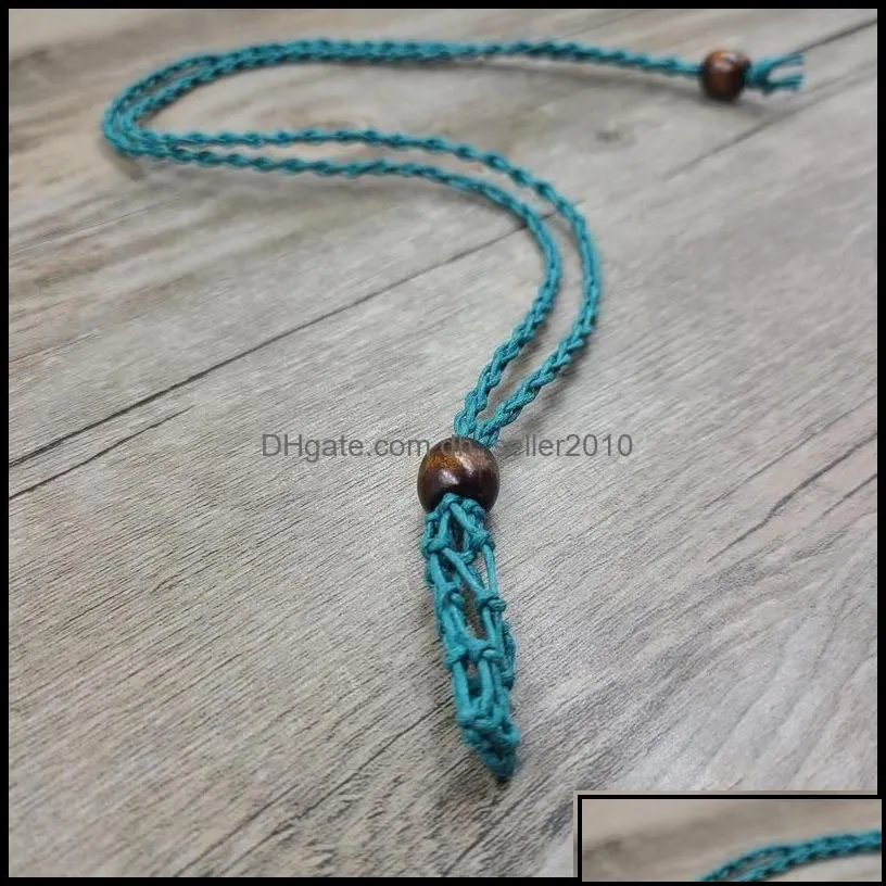 pendant necklaces ecofriendly 100 linen cord bead necklace interchangable rame crystal pendant pouch net c3 drop deliv dhseller2010