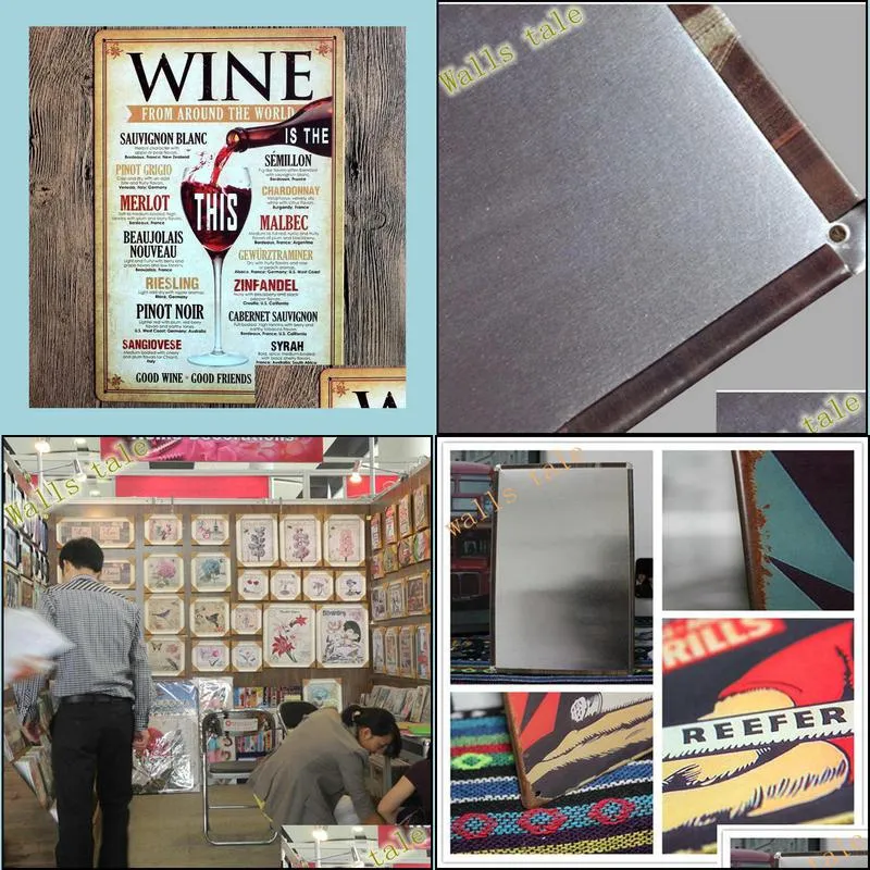 wholesale retro metal poster tin sign wine for home bar pub wall vintage decoration 30x20cm