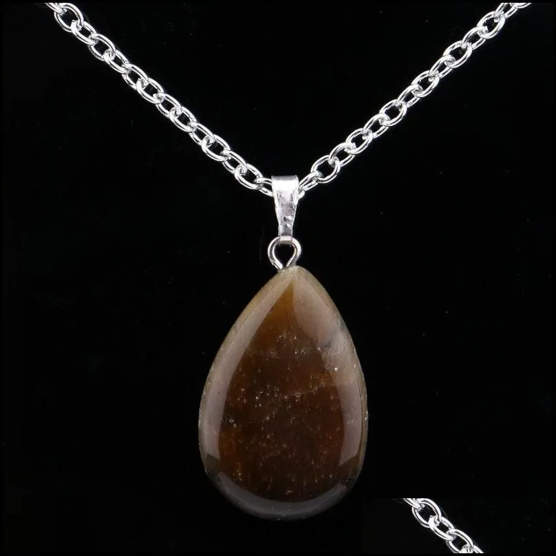chain necklace bullet shape natural for women turquoise water drop quartz stone pendant necklace for women