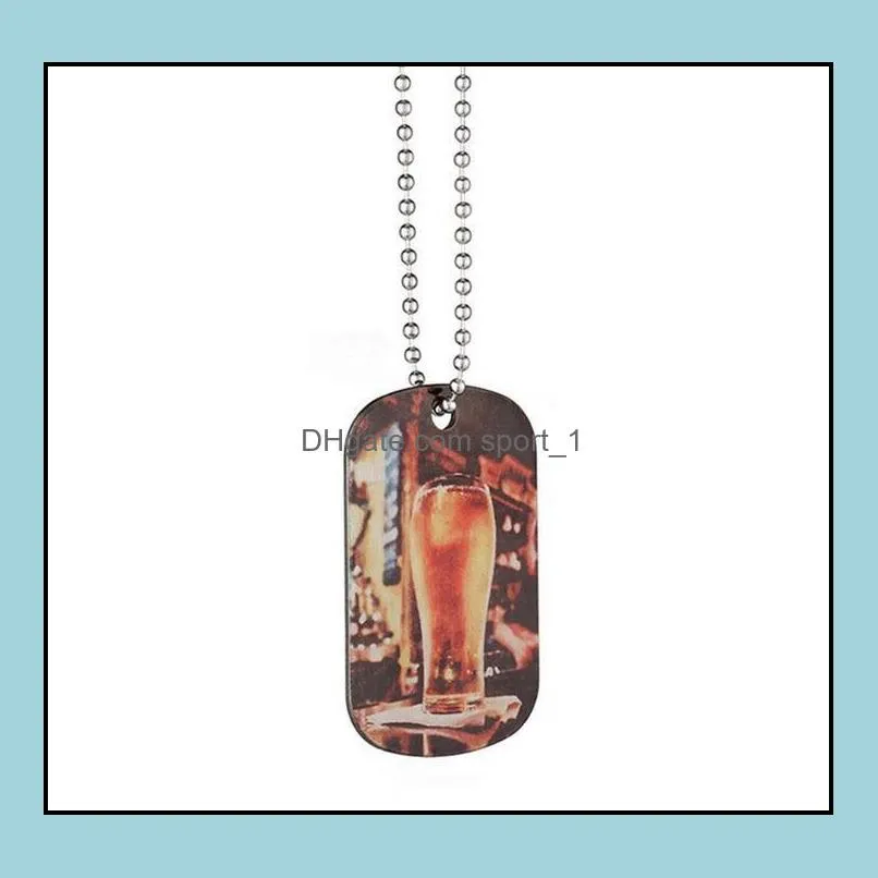 sublimation blank pendant necklace metal heat transfer creative dog tag diy hip hop decorative necklaces with chain for men women
