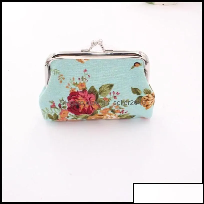 other jewelry tools bright color vintage floral coin purse for women print flower snap closure small wallet summer accessories305 t2