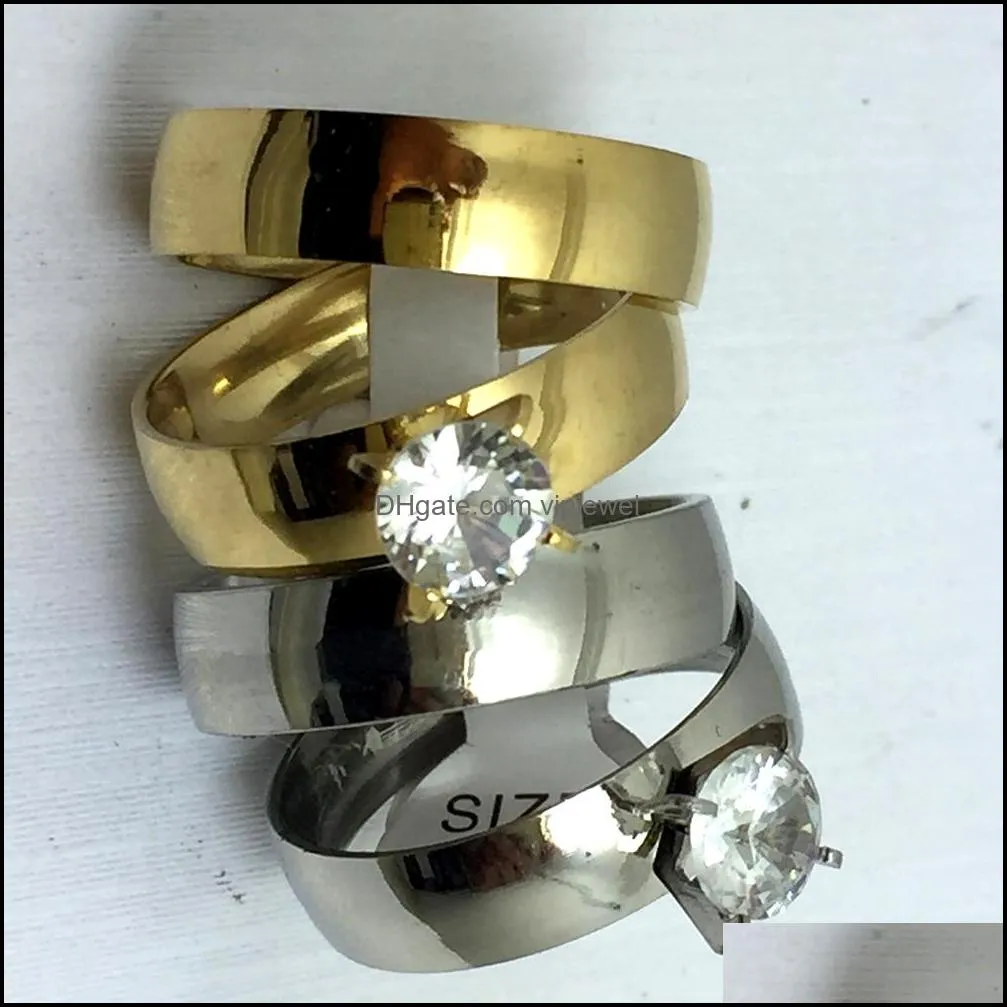 wholesale 20 pairs gold silver men women couples wedding stainless steel rings