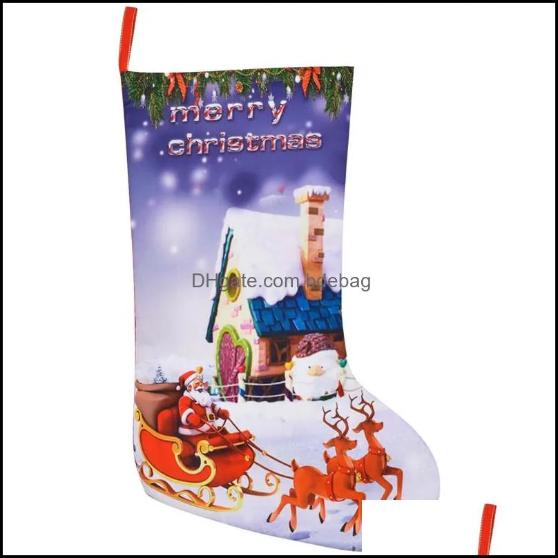 christmas stocking gift bags felt cloth christmas tree stocking candy gift 3d xmas decorations bag santa printed christmas ornaments