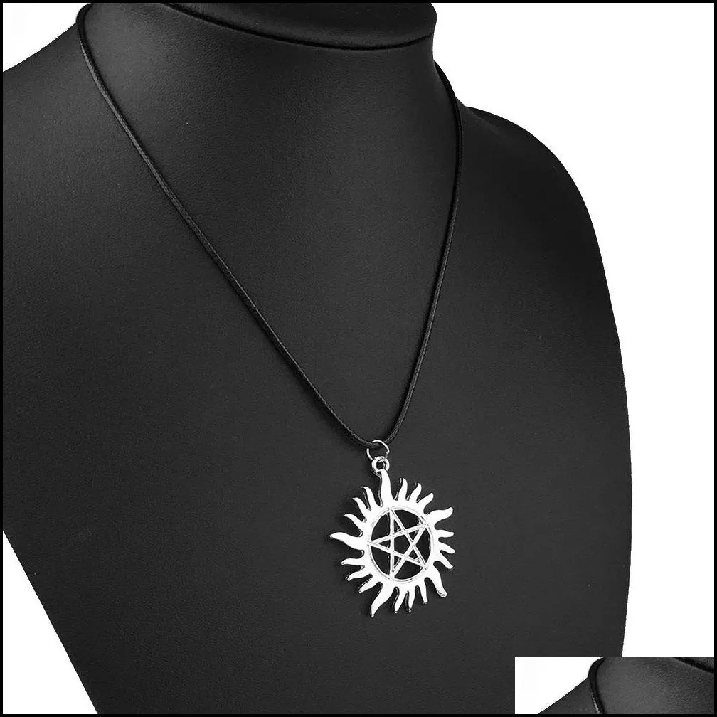 sun pendant necklace supernatural star for women men movie jewelry fasion fivepointed star beautifully necklace