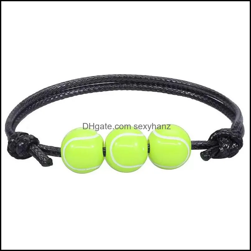 handmade tennis ball wax bracelet summer beach jewelry couple gift basketball baseball sports charm bracelets for men women