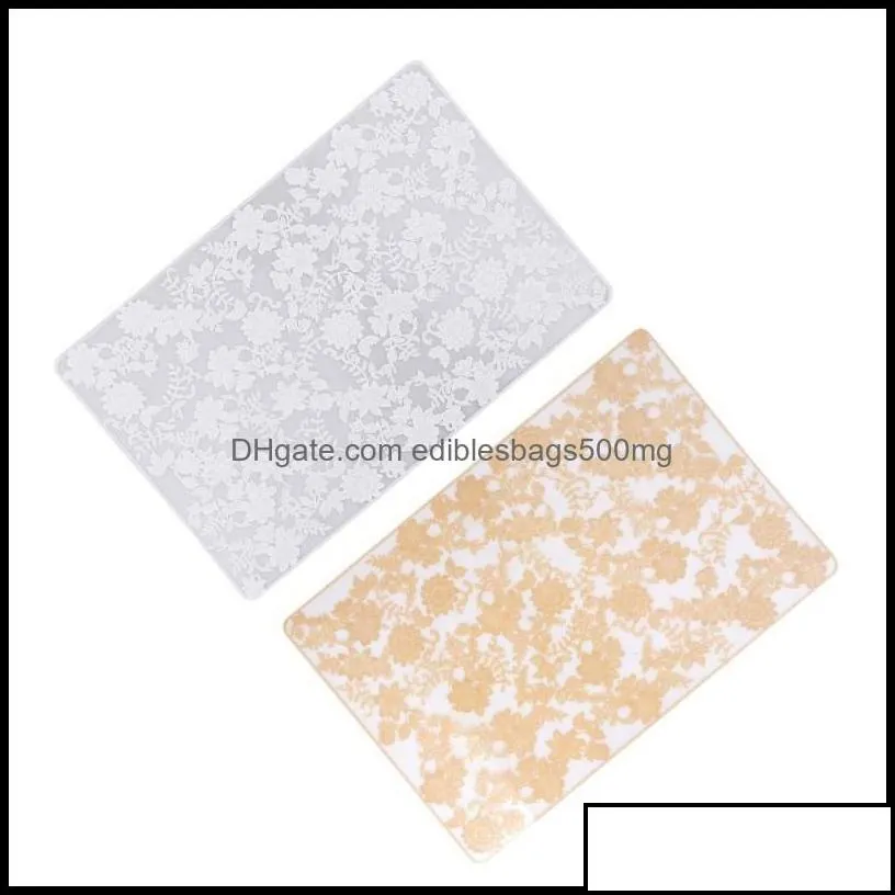 Mats Pads 2 Pcs Color Transparent Pp Placemat Beautif Lace Flower Drink Waterproof AntiSlip Table Mat Square Coffee Mug B Drop Deli