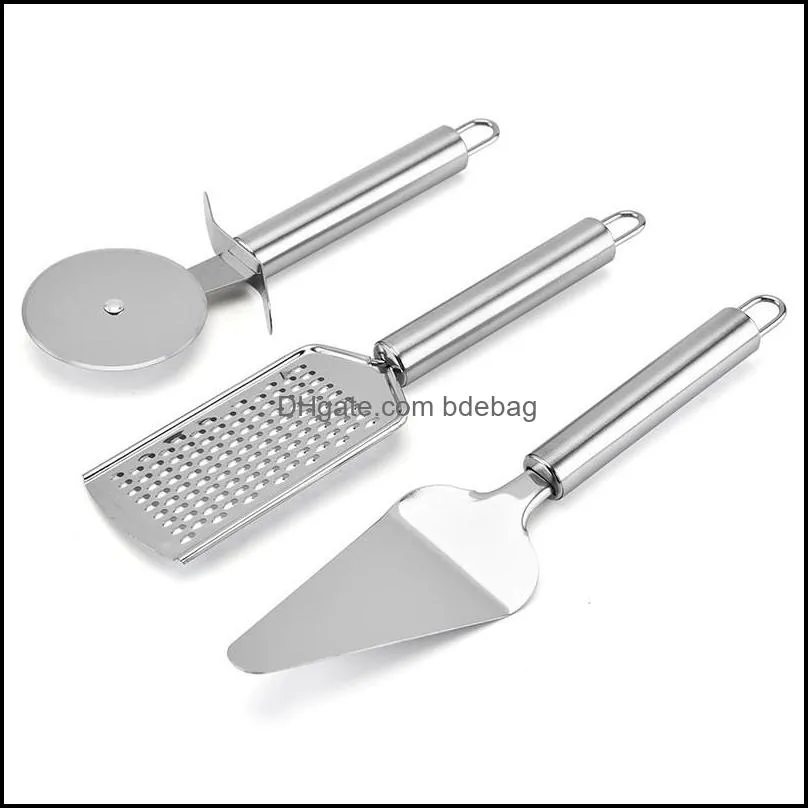 stainless steel pizza shovel cake cutter cheese grater set cake butter cheese ice cream dessert cutter kitchen accessory