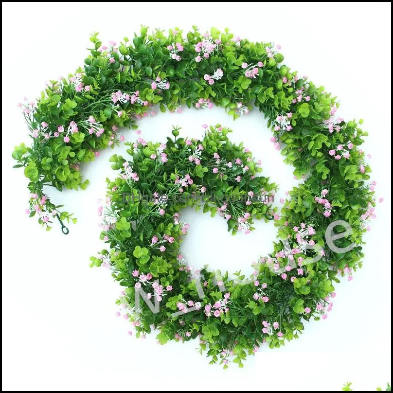 artificial eucalyptus gypsophila garlands 1 8meters fake greenery vines faux hanging plants for wedding table backdrop arch wall party