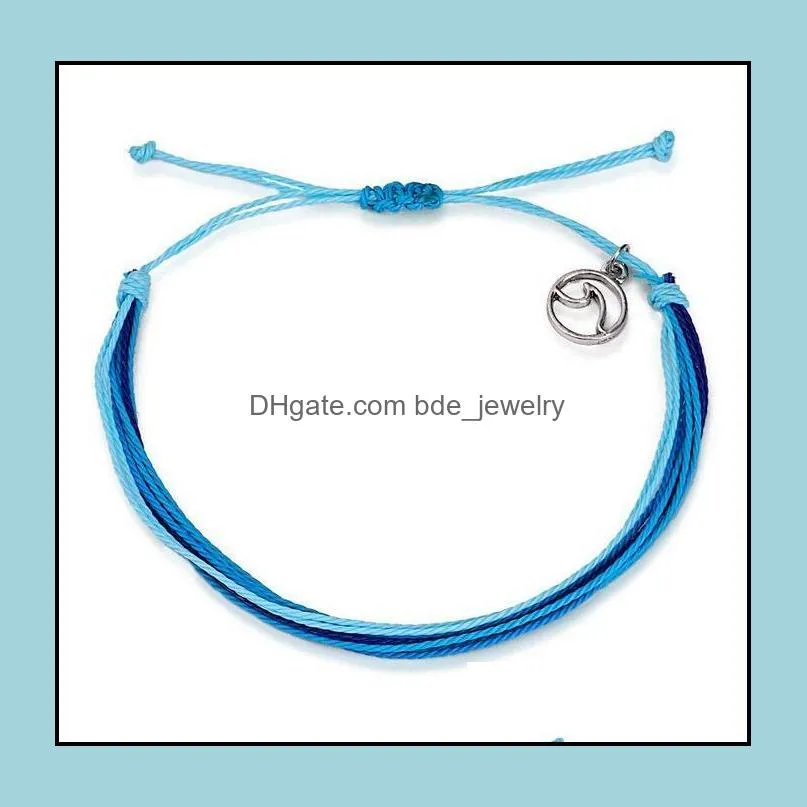 wax string woven bracelets multilayer woven friendship bracelet wave charm adjustable braided bracelet for women girls gift dhs 