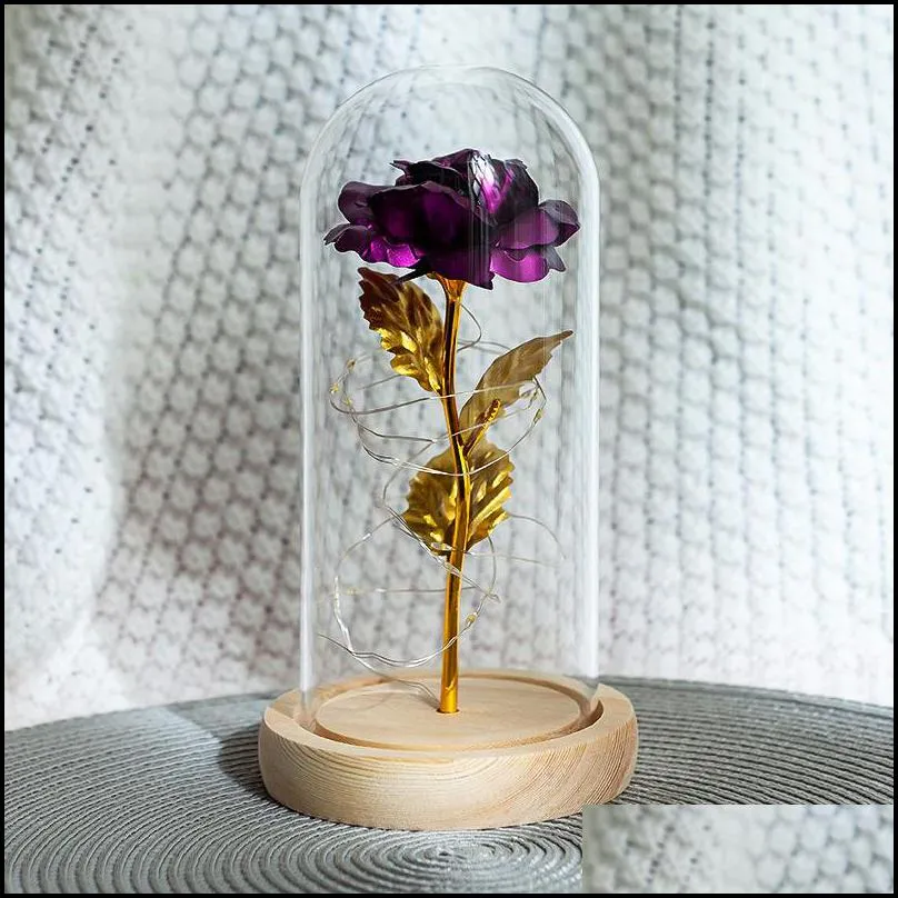 romantic eternal rose flower glass cover beauty and beast led battery lamp birthday valentines day mother gift home decoration