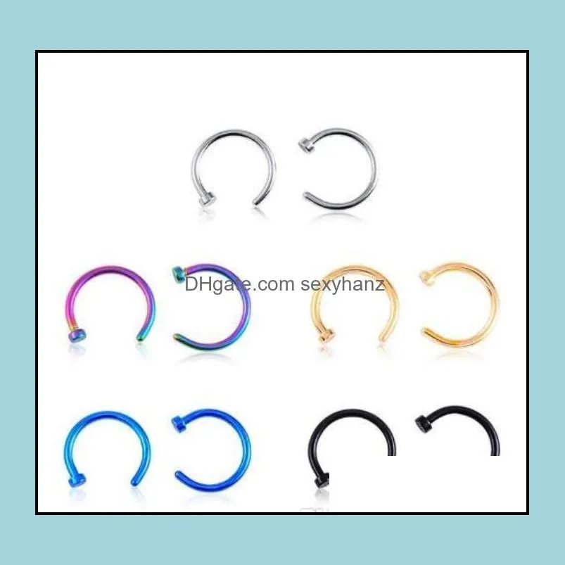 trendy nose rings body piercing jewellry fashion jewelry stainless steel nose open hoop ring earring studs fake nose rings non piercing rings