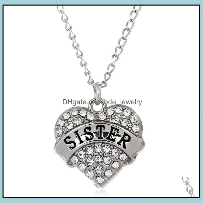 diamond peach heart pendant necklaces mothers day gift family daughter sister crystal necklace
