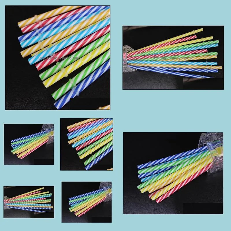 wholesale100pcs reusable biodegradable distored color beverage hard plastic stripe drinking straws