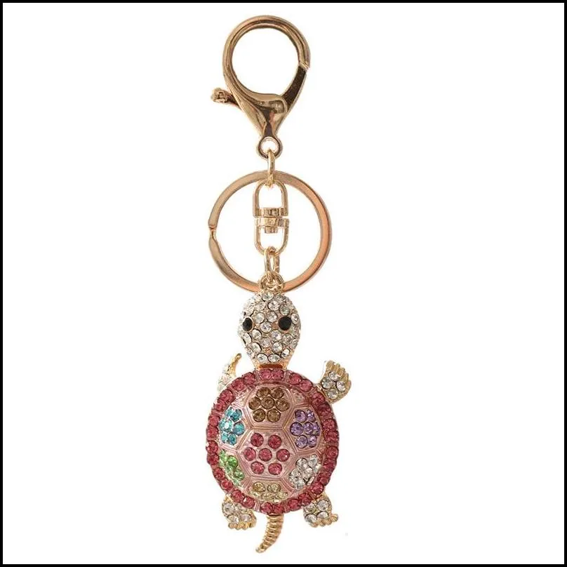 new fashion classic design beautiful turtle keychain with colorful rhinestone