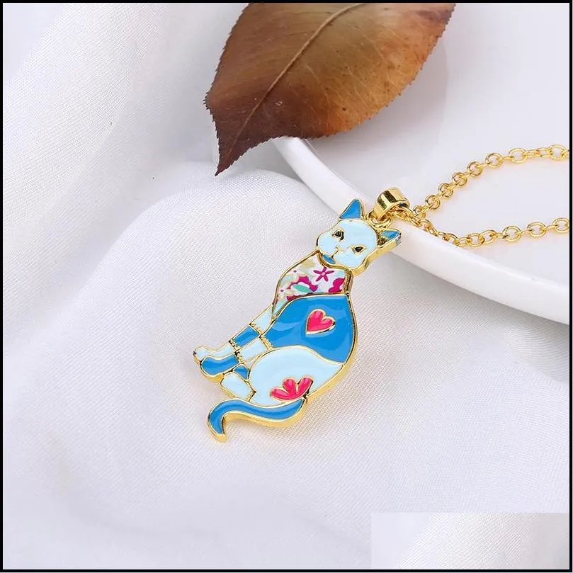 colorful butterfly necklace enamel drop oil pendants necklaces jewelry gift long chain necklace