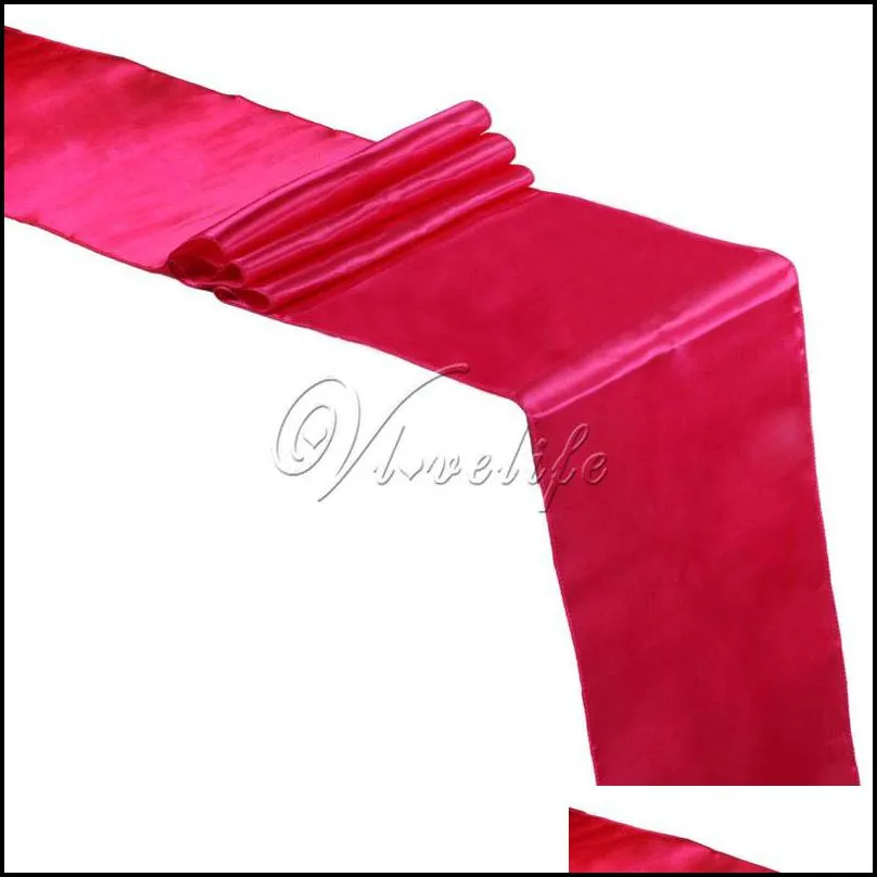 10pcs satin table runners wedding party event decor supply satin fabric chair sash bow table cover tablecloth 30cm275cm t200107