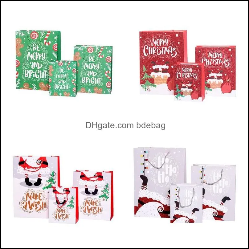 paper christmas gift bag cartoon printed merry christmas shopping gift bag jewellery cosmetic stuff bag with handle s m l