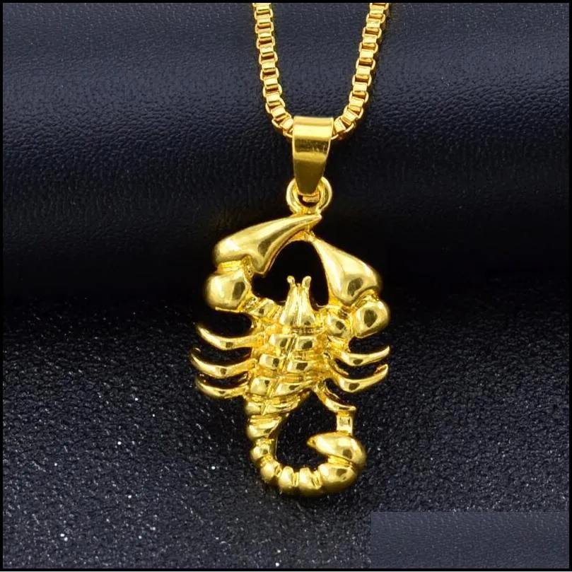 hip hop rock necklaces men animal stainless steel scorpion pendant gold chain necklaces pendant for men fashion jewelry