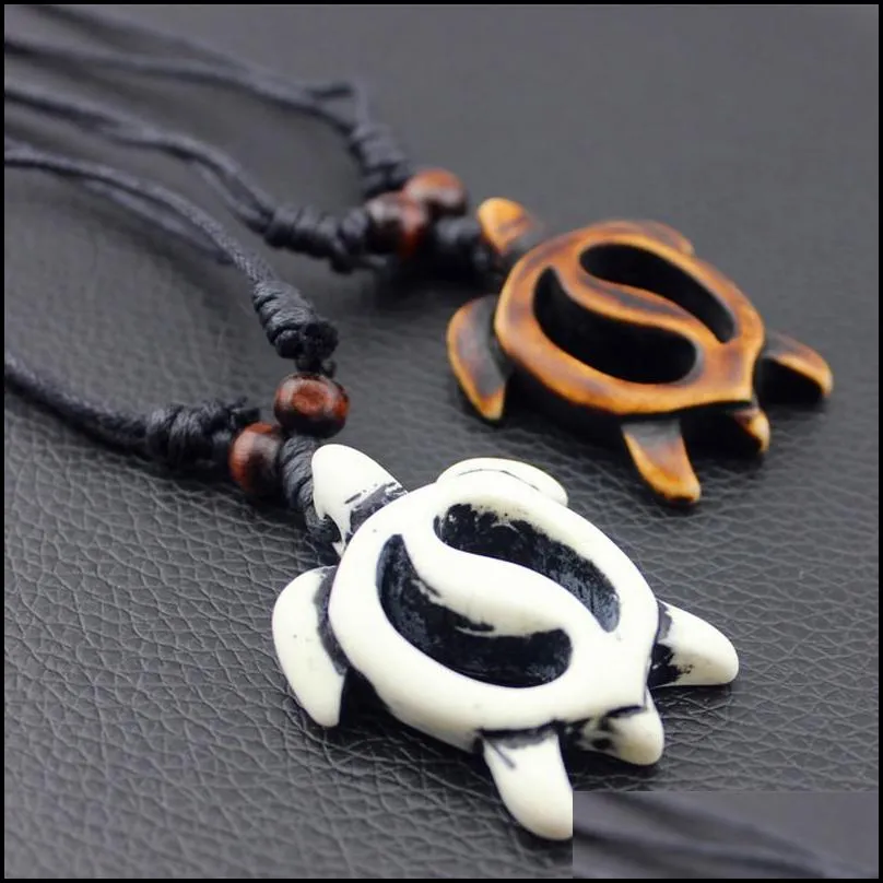 turtle necklace men womens imitation yak bone cute tortoise hawaii tribal surfer sea turtles charms pendants necklaces