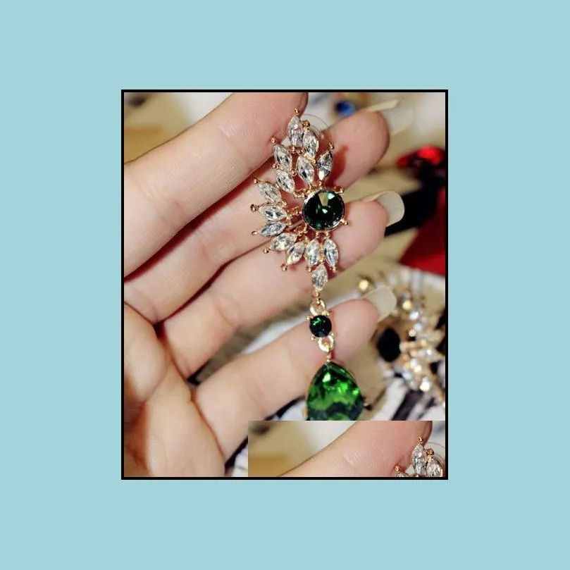 earrings pretty statement fashion jewelry brand design new korean crystal drop earring diamond gemstone wing feathers bohemian