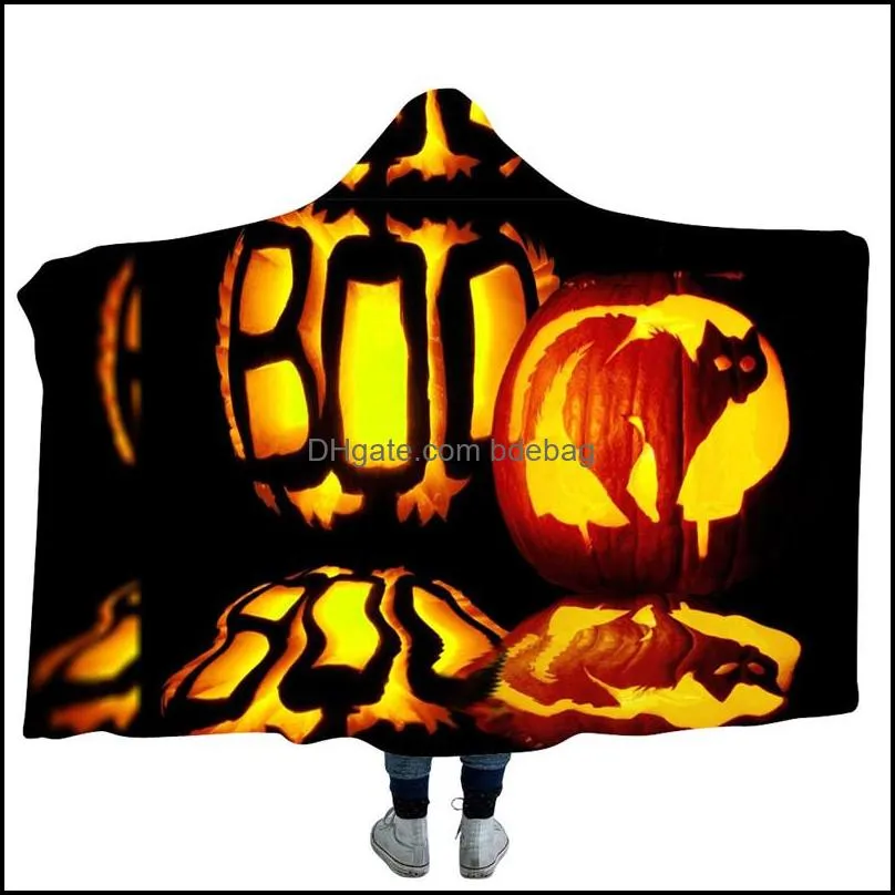 kids halloween hooded blankets pumpkin throw blanket with hood soft warm pumpkin sherpa fleece snuggle wrap blanket for kids