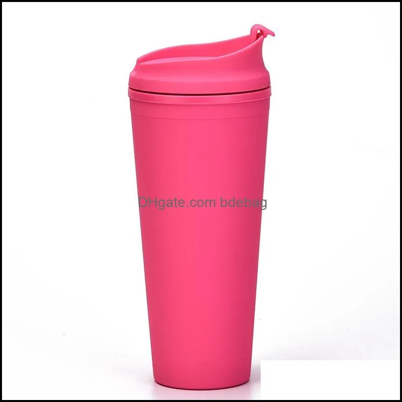 doublelayer plastic frosted tumbler 22oz matte plastic bulk tumblers with lids for outdoor sport camping