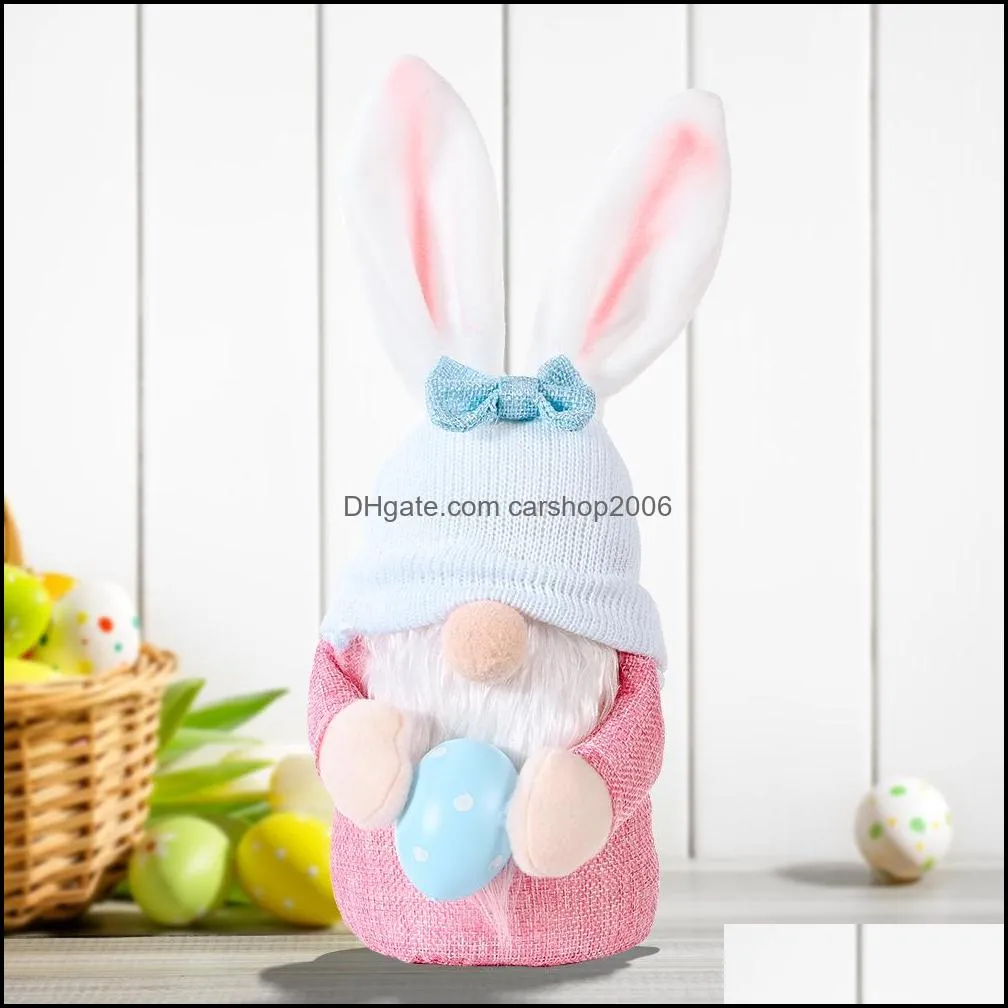 easter bunny gnome decoration dwarf rabbit faceless doll christmas decor plush home party decorations kids toys standing post