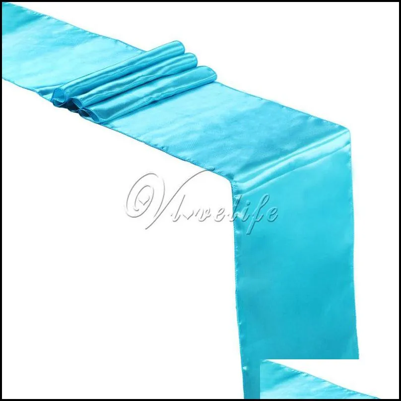 10pcs satin table runners wedding party event decor supply satin fabric chair sash bow table cover tablecloth 30cm275cm t200107