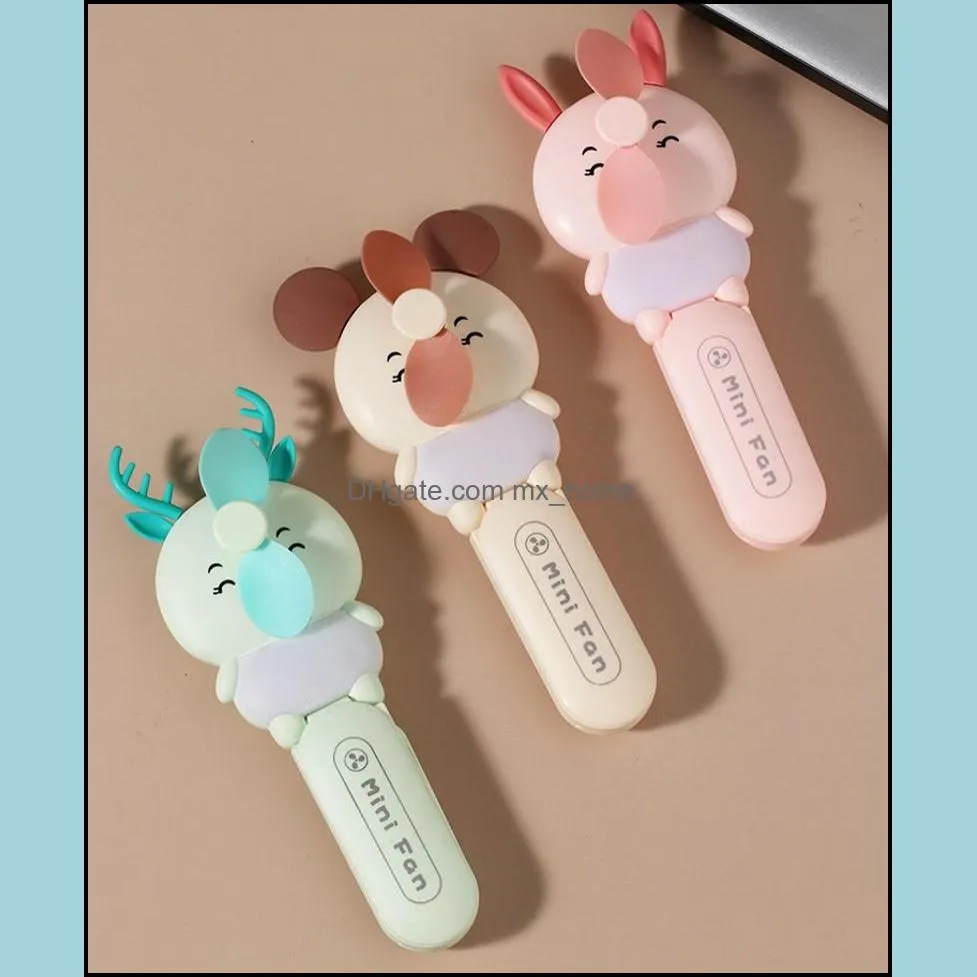 usb hand held folding fan mini animal holding fan with makeup mirror comb portable travel usb fan