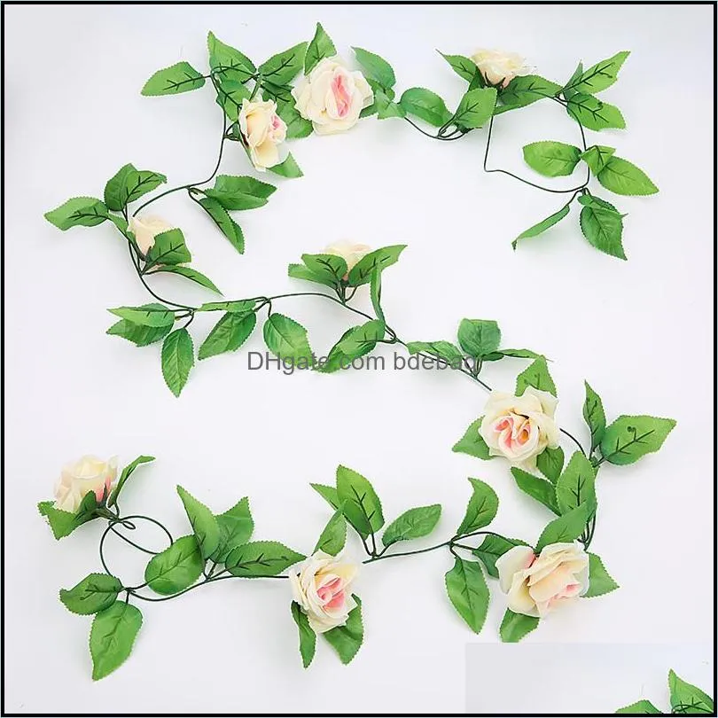 artificial flower vine hanging silk rose ivy wedding garland home decor rose ratten 240cm rose vine