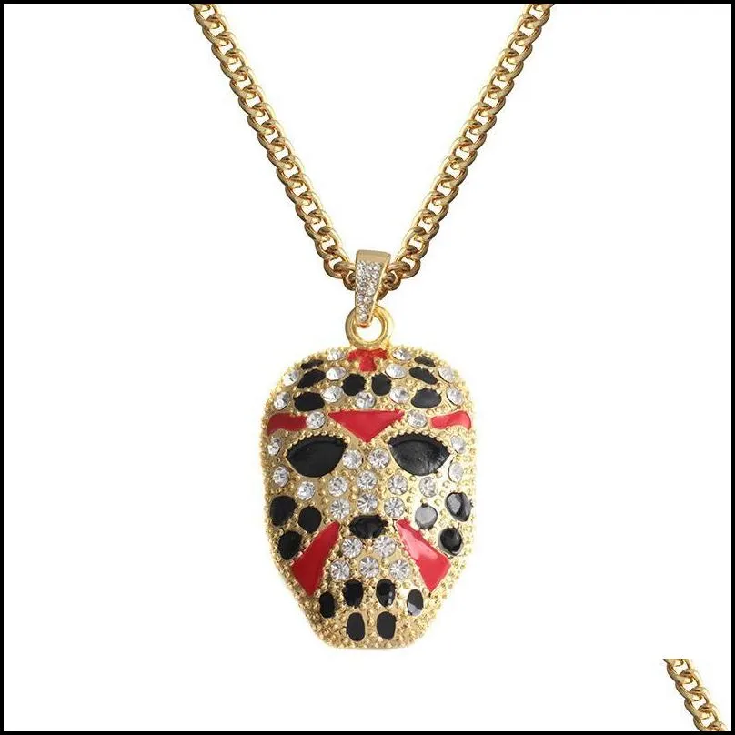 hip hop jewelry bling mask necklaces long cuban link chain gold chains iced out chain necklace