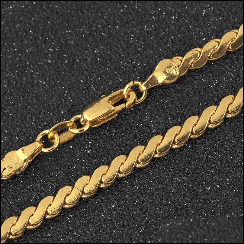 men necklace gold tone snake chain  cuba link with round box and wheat chains stainless steel choker jewelry