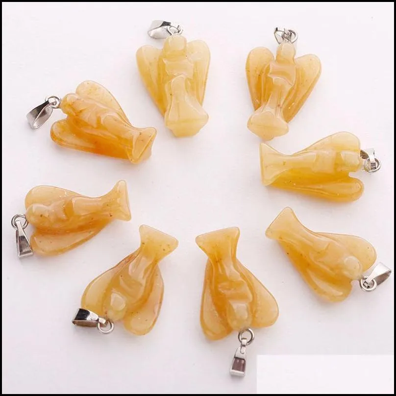 natural stone pendants charms fit necklace wholesale jewelry accessories gem supplies angel pendant