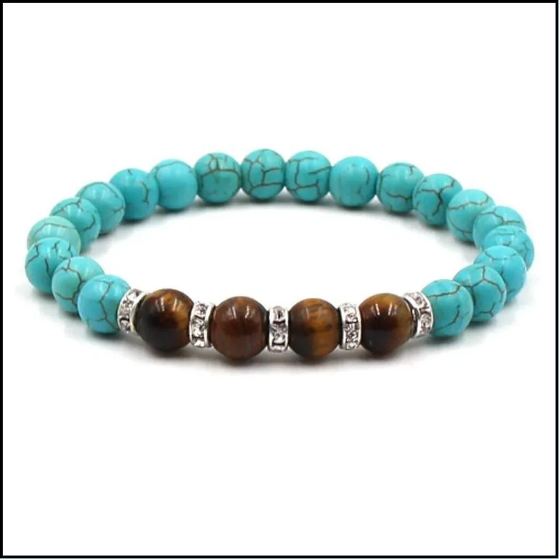 turquoise stone bracelet tiger eye white turquoise agate natural stone bead bracelet luxury jewelry men jewelry beaded bracelets